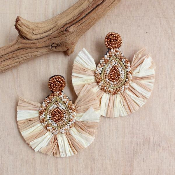 Beaded deals fan earrings