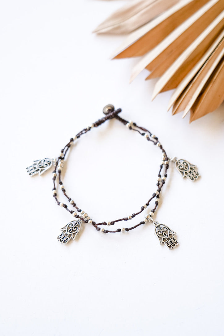 Double Strand Hamsa Alloy Anklet | Shop Bali Queen