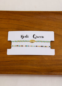 Braided Crystal Cowrie 2 Pack Bracelets | Shop Bali Queen