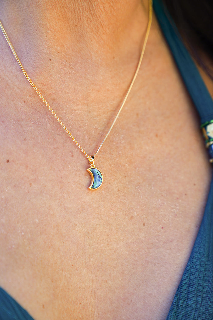 Simple Abalone Moon Necklace