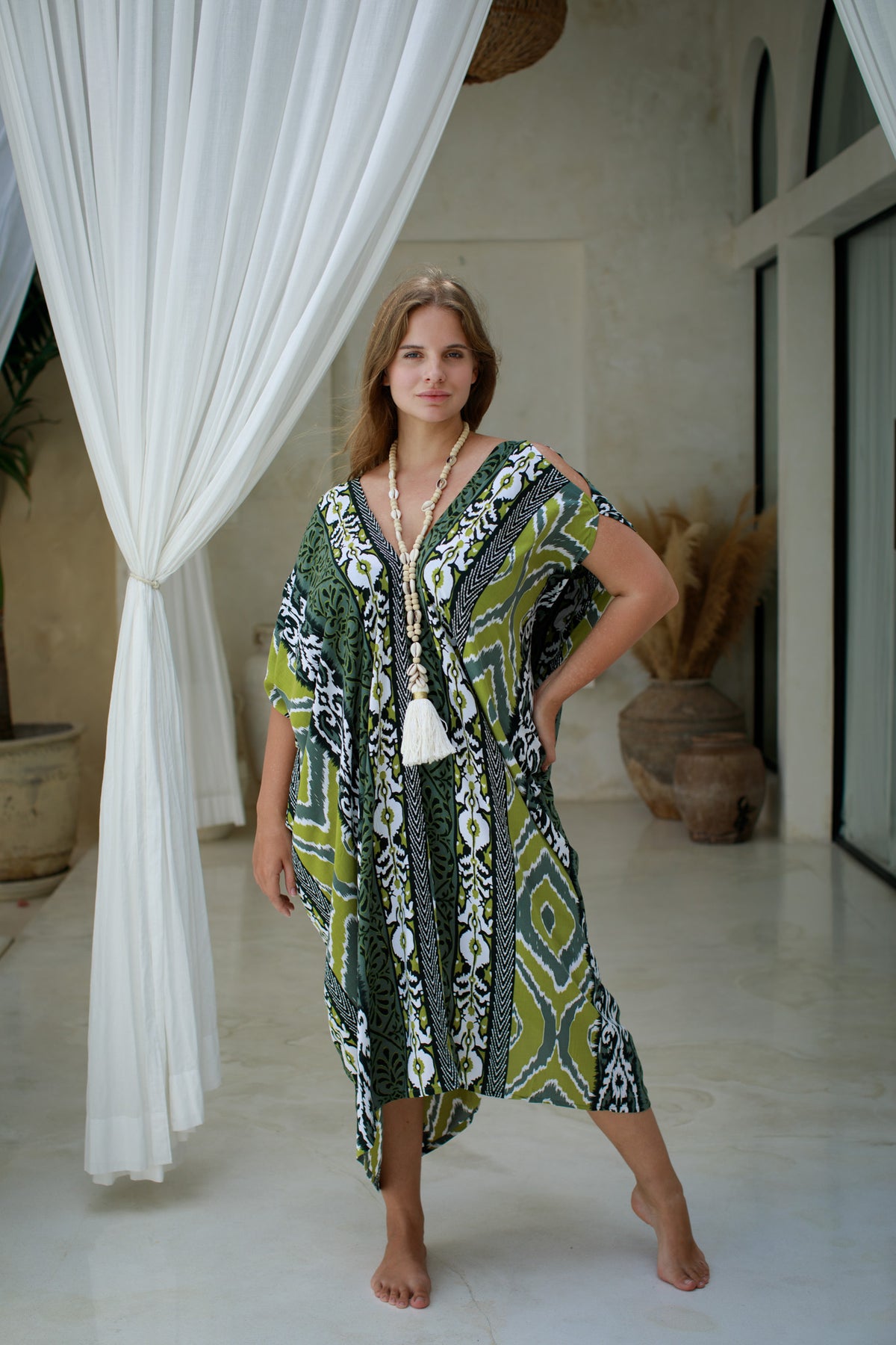 Zion Open Shoulder Caftan | Shop Bali Queen