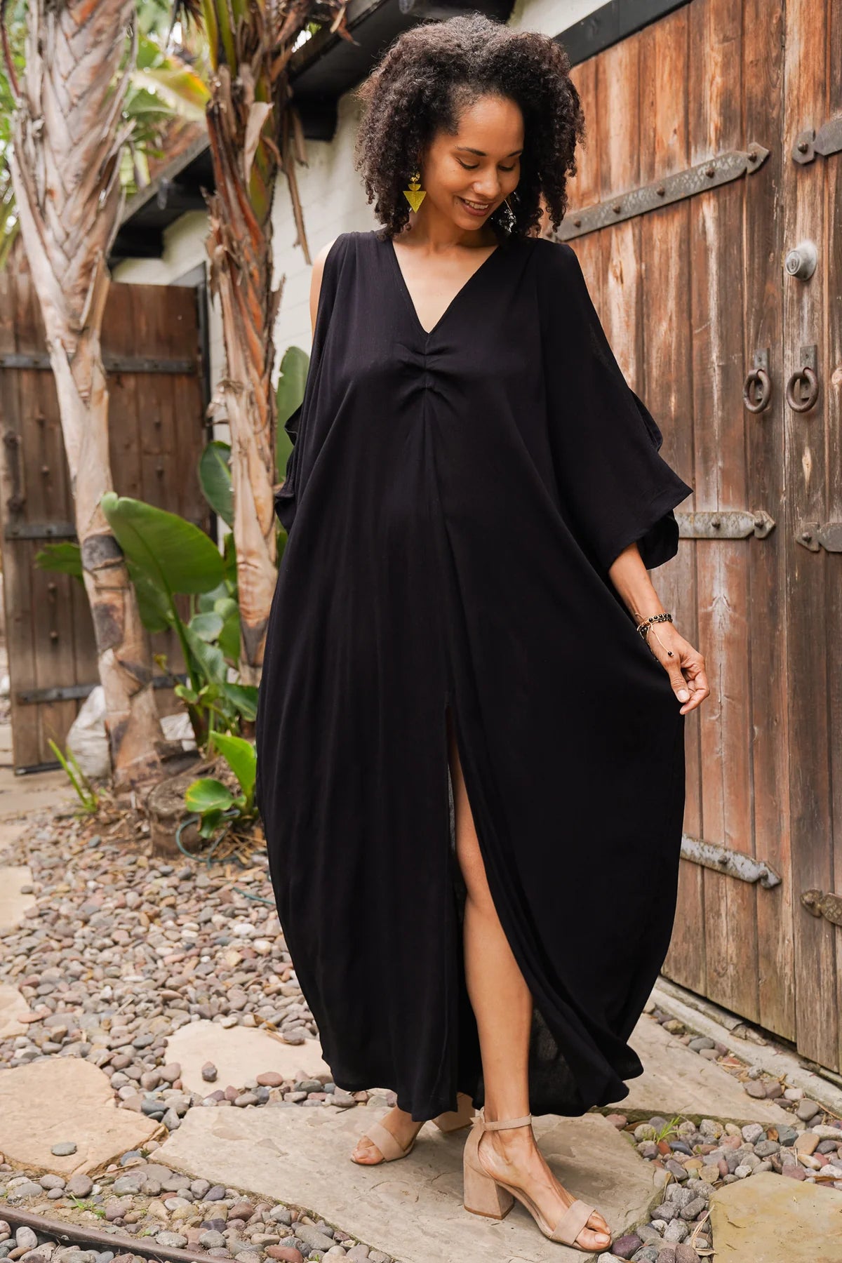 Krinkle Open Shoulder Caftan | Shop Bali Queen