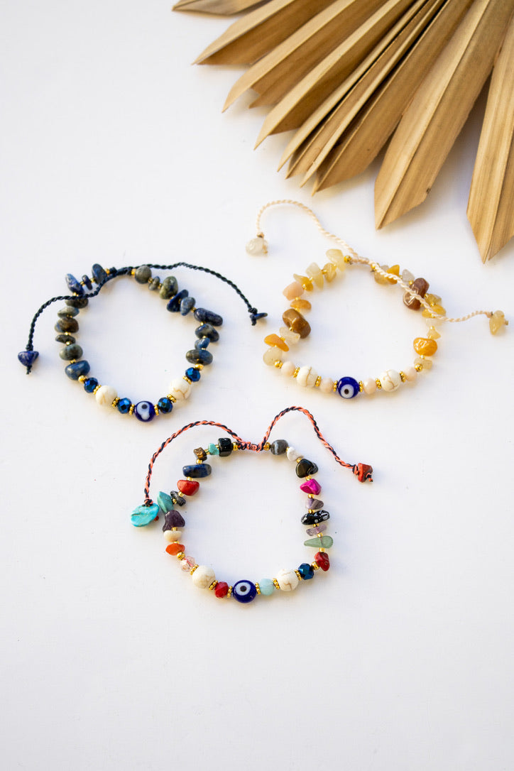 Sea Stone Evil Eye Pull Bracelet | Shop Bali Queen