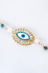 18K Toggle Blinking Evil Eye Pearl & Sodalite Bracelet | Shop Bali Queen