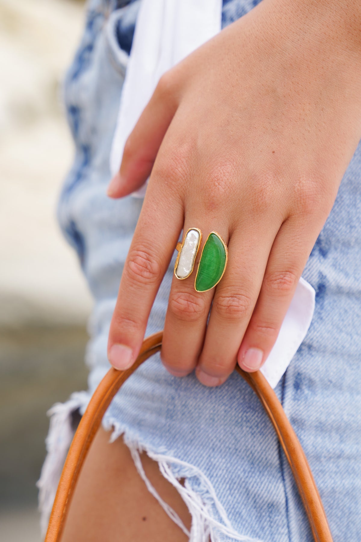 Dasha Pearl & Jade Ring | Shop Bali Queen