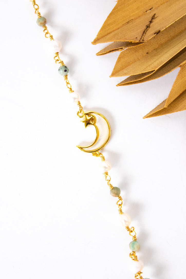 18K Toggle Crescent Moon Pearl Bracelet | Shop Bali Queen