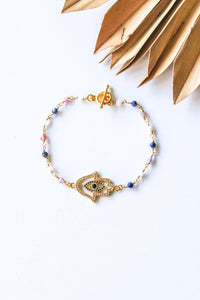 18K Toggle Indigo Rose Hamsa Bracelet | Shop Bali Queen