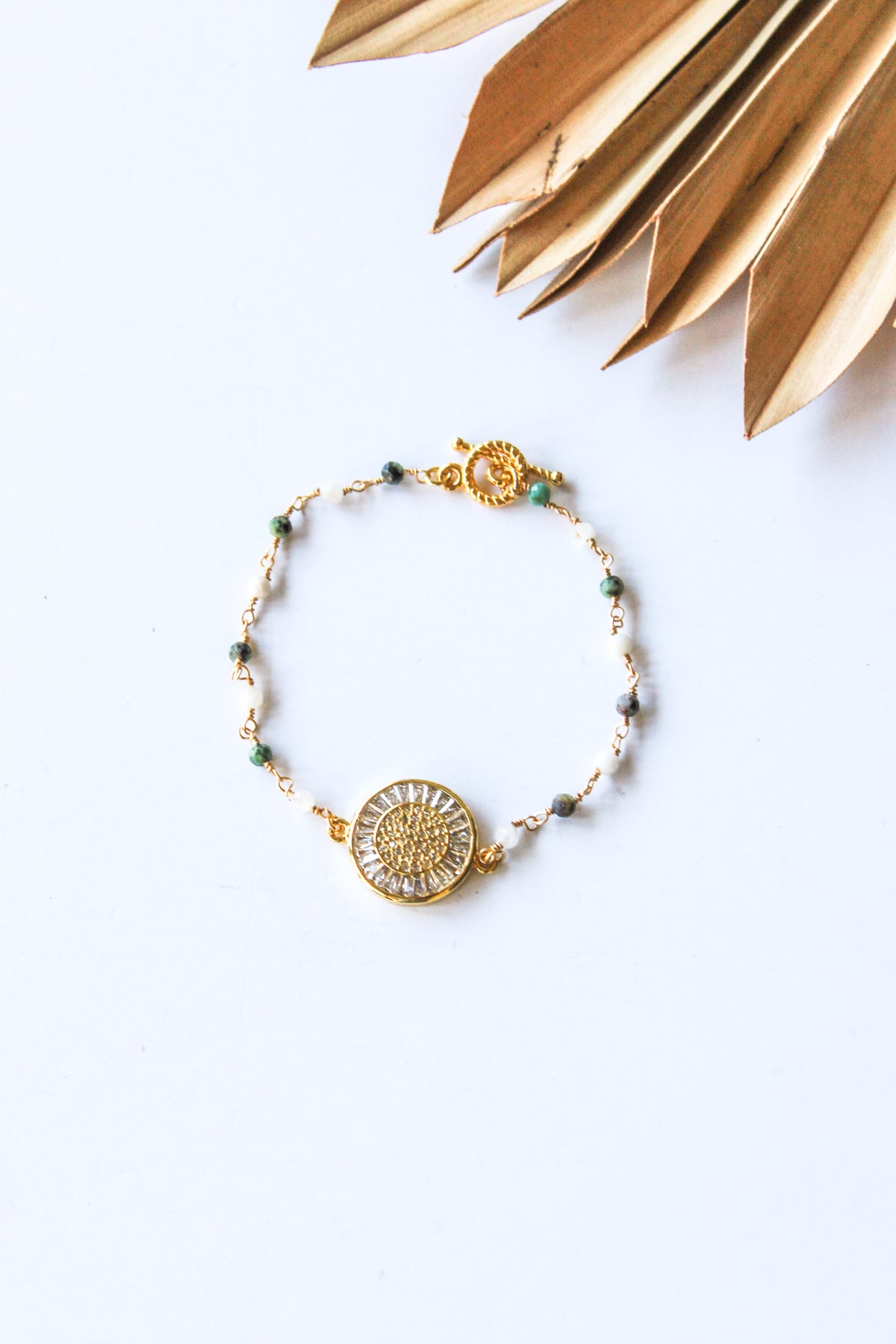 18K Toggle Clear Quartz Jade Medallion Bracelet | Shop Bali Queen