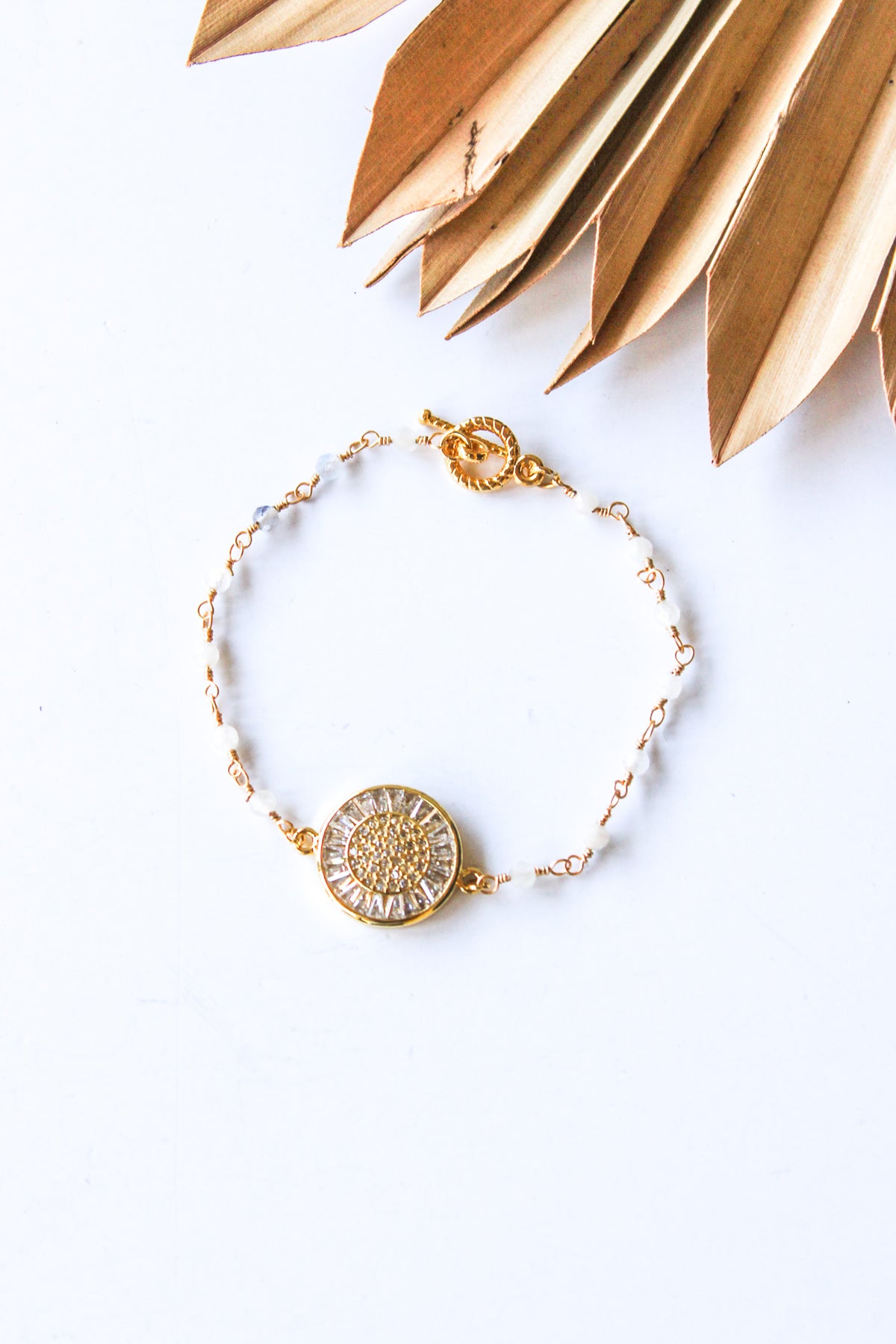 18K Toggle Clear Quartz Medallion Bracelet | Shop Bali Queen