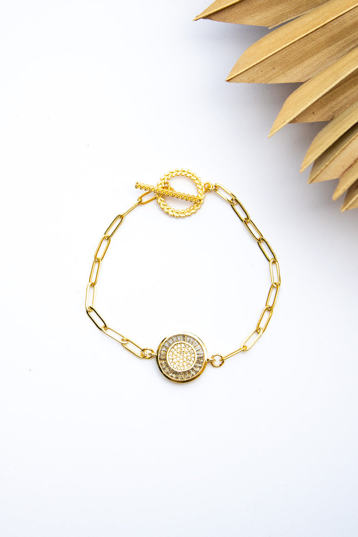 18K Link Crystal Medallion Bracelet | Shop Bali Queen