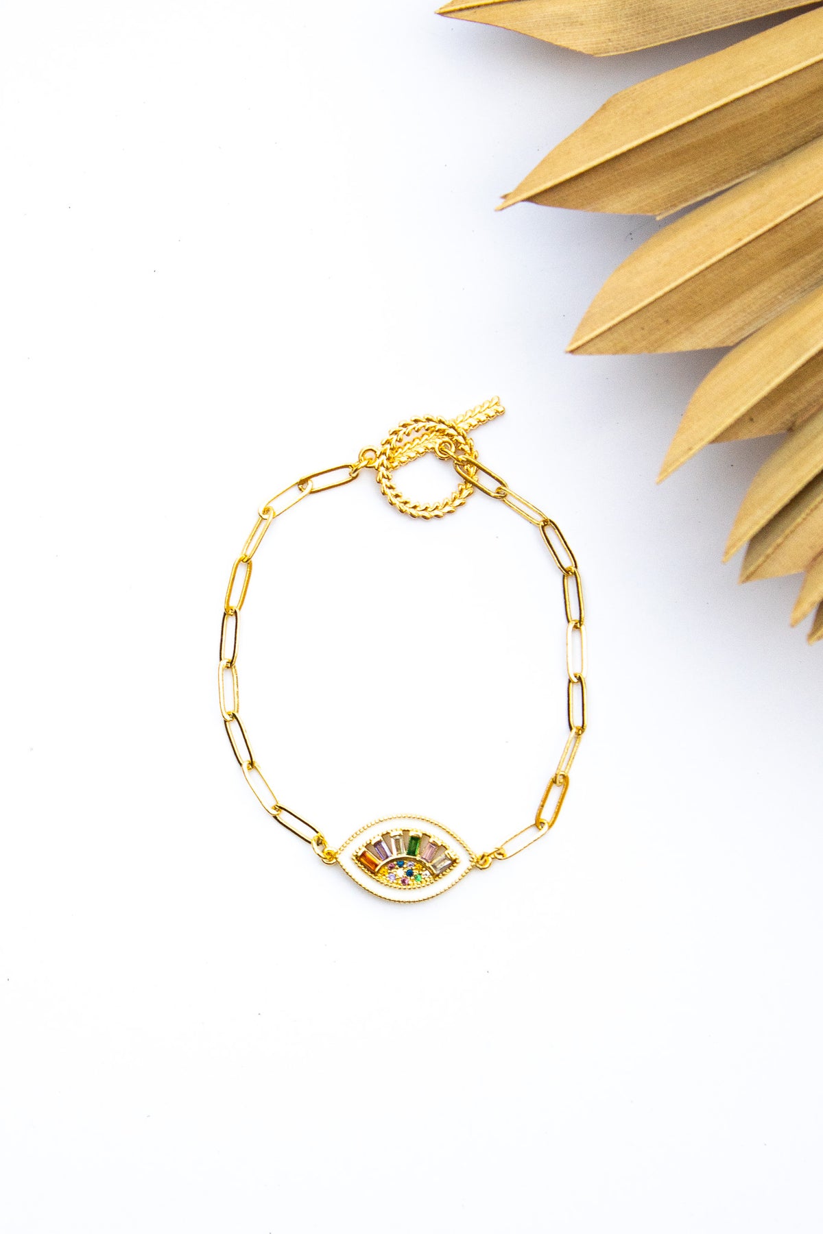 18K Link Rainbow Evil Eye Bracelet | Shop Bali Queen