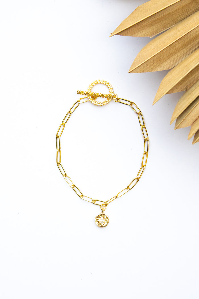 18K Link Gold Star Bracelet