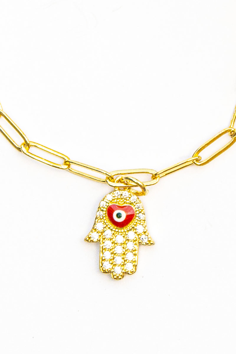 18K Link Evil Eye Fatima Bracelet | Shop Bali Queen