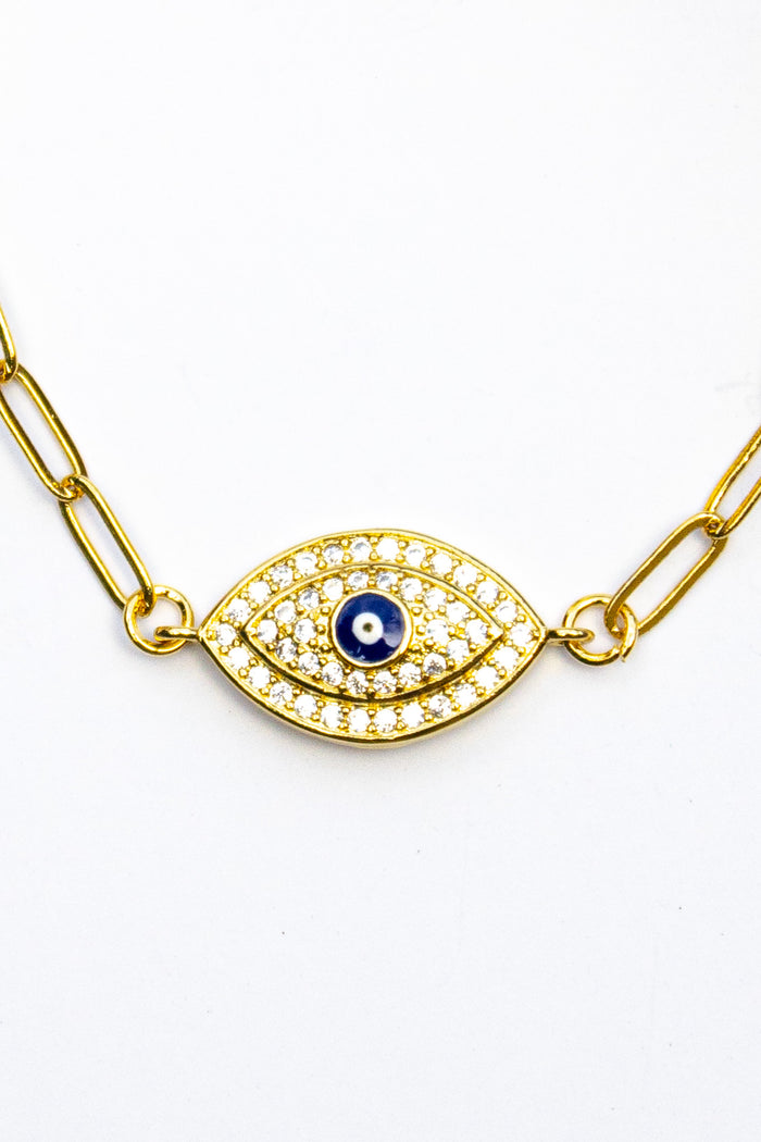 18K Link Bling'd Out Evil Eye Bracelet | Shop Bali Queen