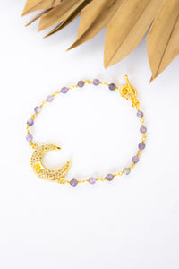 18K Toggle Crescent Moon Amethyst Bracelet | Shop Bali Queen