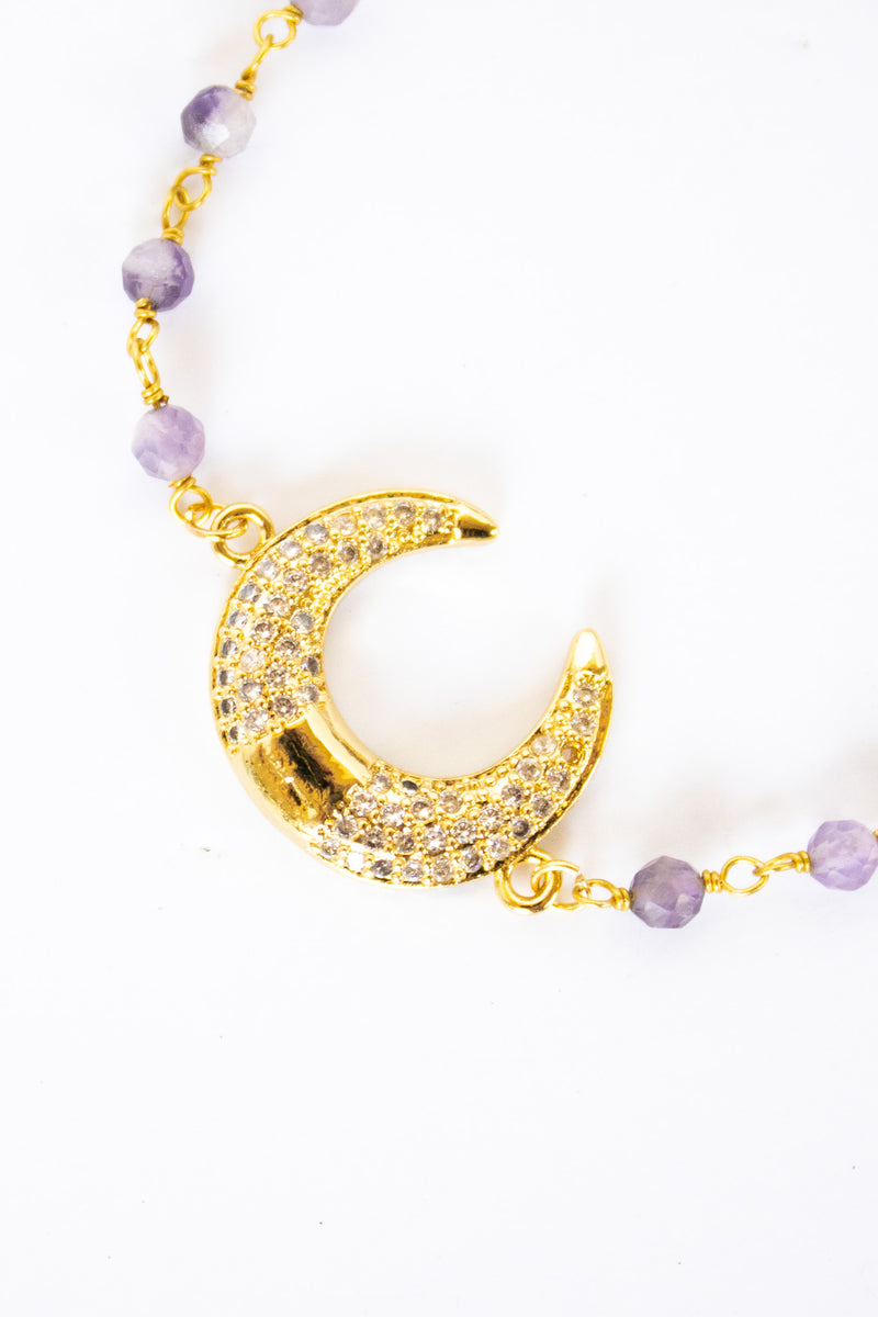 18K Toggle Crescent Moon Amethyst Bracelet | Shop Bali Queen