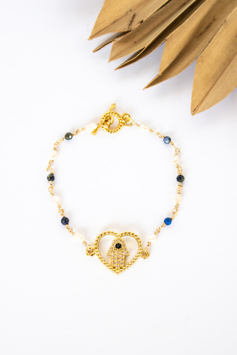 18K Toggle Heart of Fatima Pearl Bracelet | Shop Bali Queen