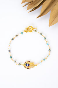 18K Toggle Sm Hamsa Blue Apatite Bracelet | Shop Bali Queen