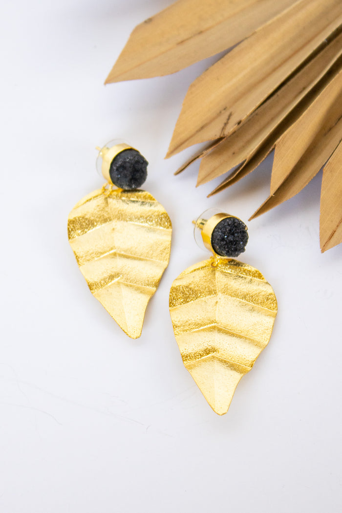 Dasha Drusy Leaf Earrings | Shop Bali Queen