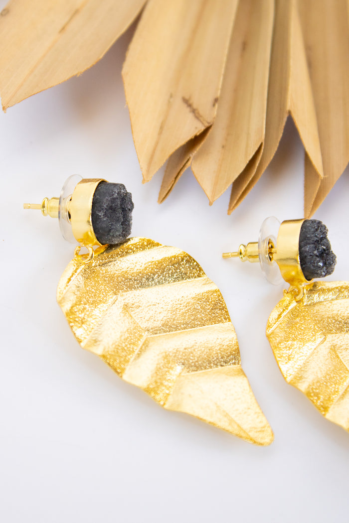 Dasha Drusy Leaf Earrings | Shop Bali Queen