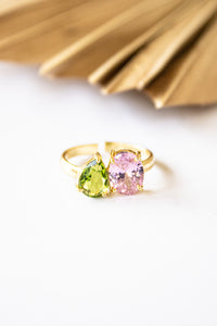 Dasha Pale Pink & Peridot Ring | Shop Bali Queen