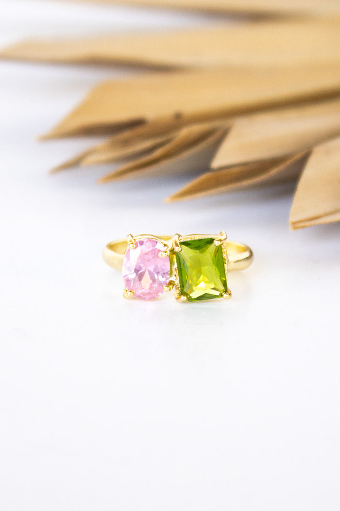 Dasha Pale Pink & Peridot Ring | Shop Bali Queen