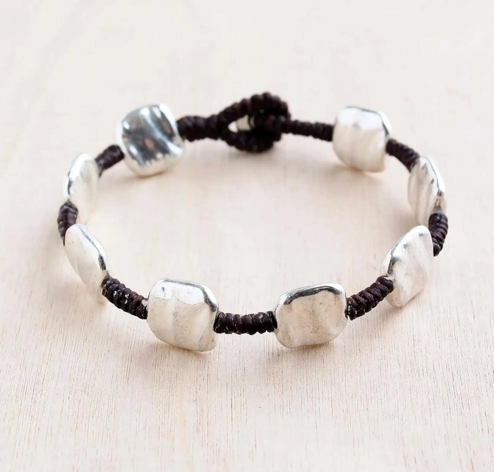 Hammered Square Alloy Bracelet #22 | Shop Bali Queen