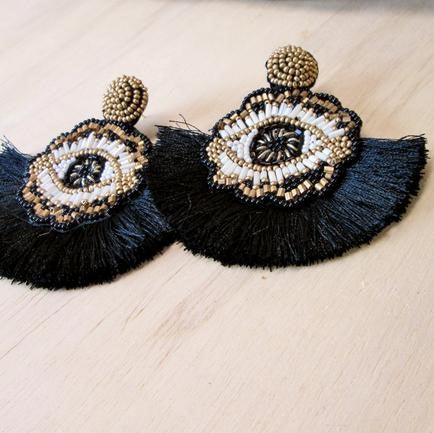 Evil Eye Fan Tassel Earrings | Shop Bali Queen