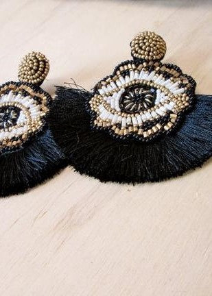 Evil Eye Fan Tassel Earrings | Shop Bali Queen