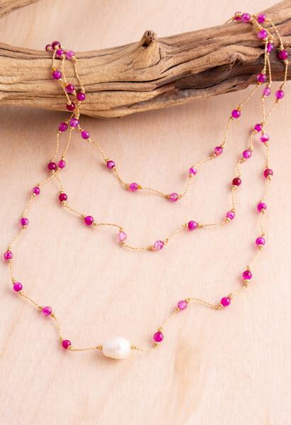 Agate & Pearl Layering Necklace | Shop Bali Queen