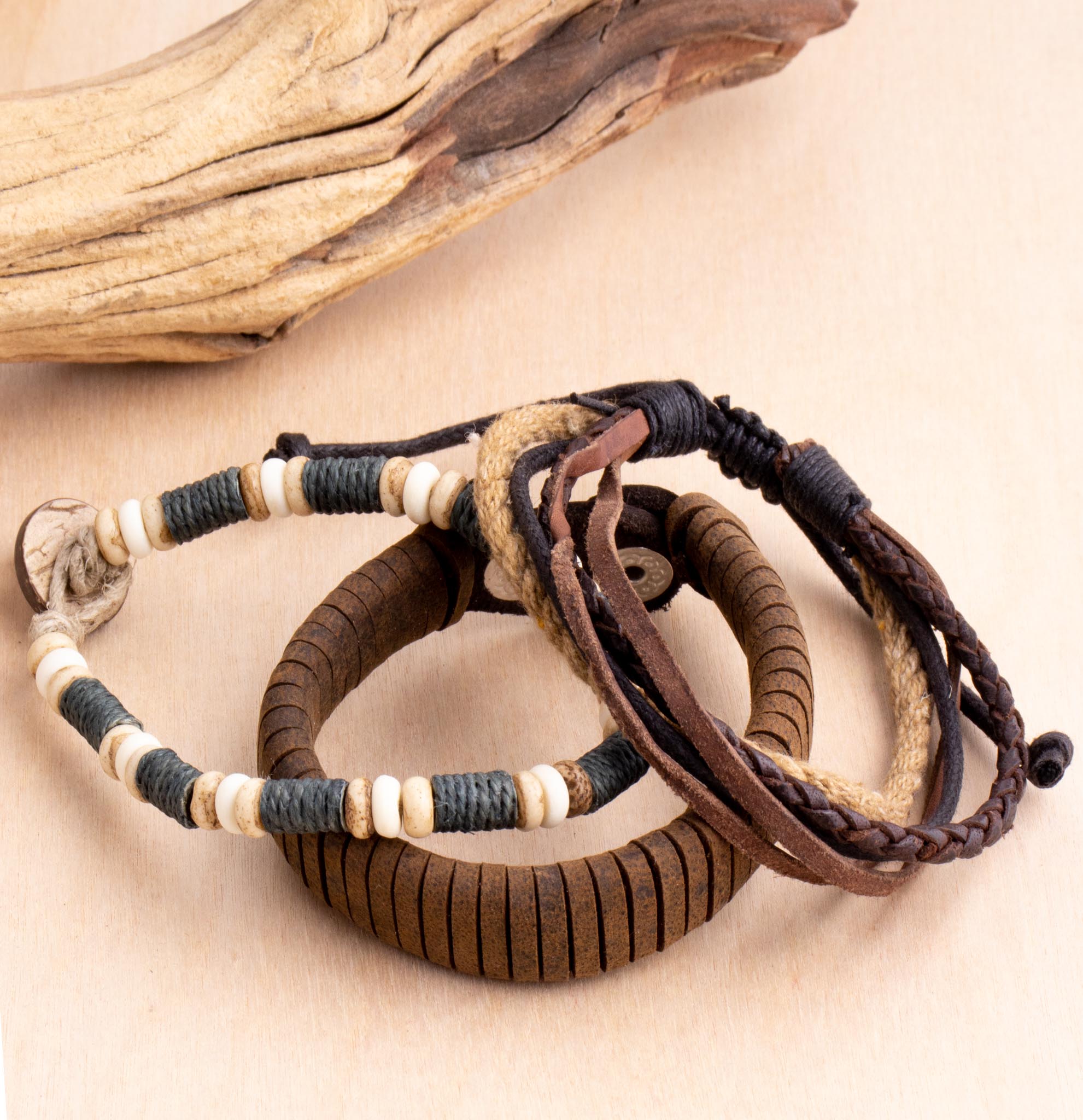 Mens rope bracelets on sale leather