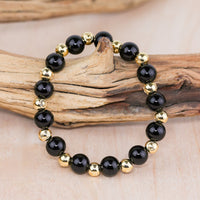 Stackable Stone Gold Bead Stretch Bracelet | Shop Bali Queen