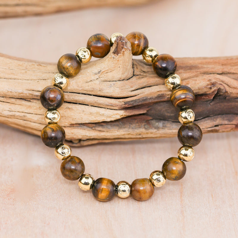 Stackable Stone Gold Bead Stretch Bracelet | Shop Bali Queen