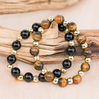 Stackable Stone Gold Bead Stretch Bracelet | Shop Bali Queen