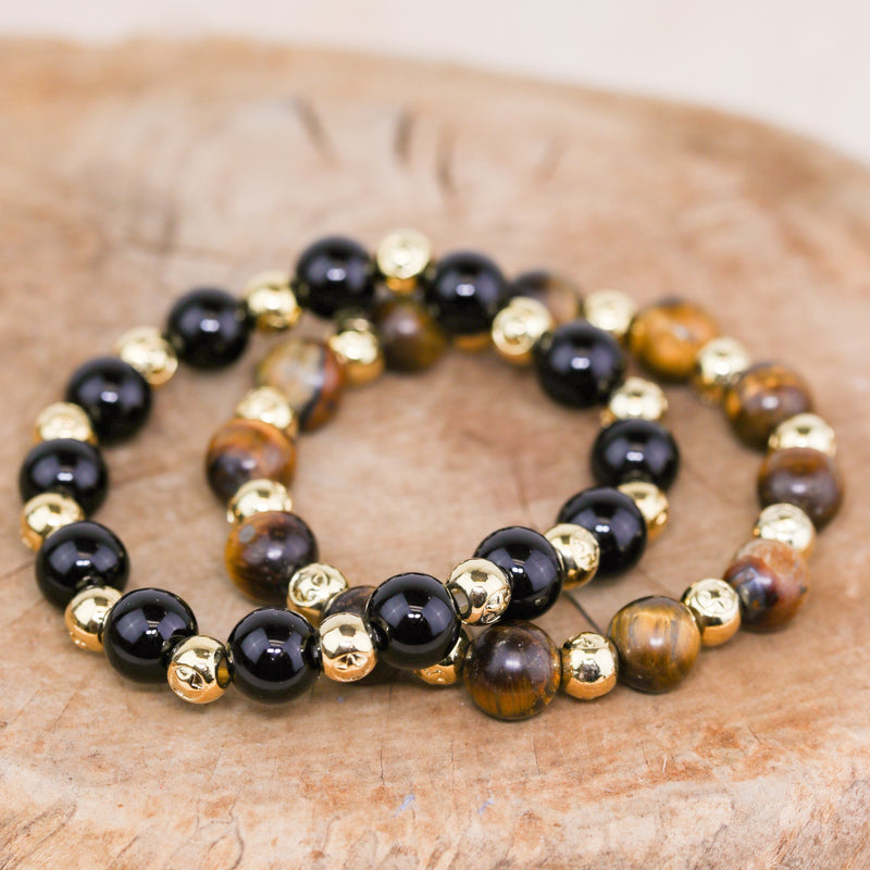 Stackable Stone Gold Bead Stretch Bracelet | Shop Bali Queen