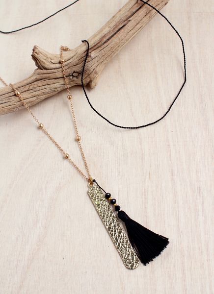 Etched Gold Bar Necklace | Shop Bali Queen