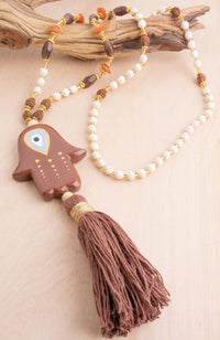 Hand of Fatima Wooden Necklace | Shop Bali Queen