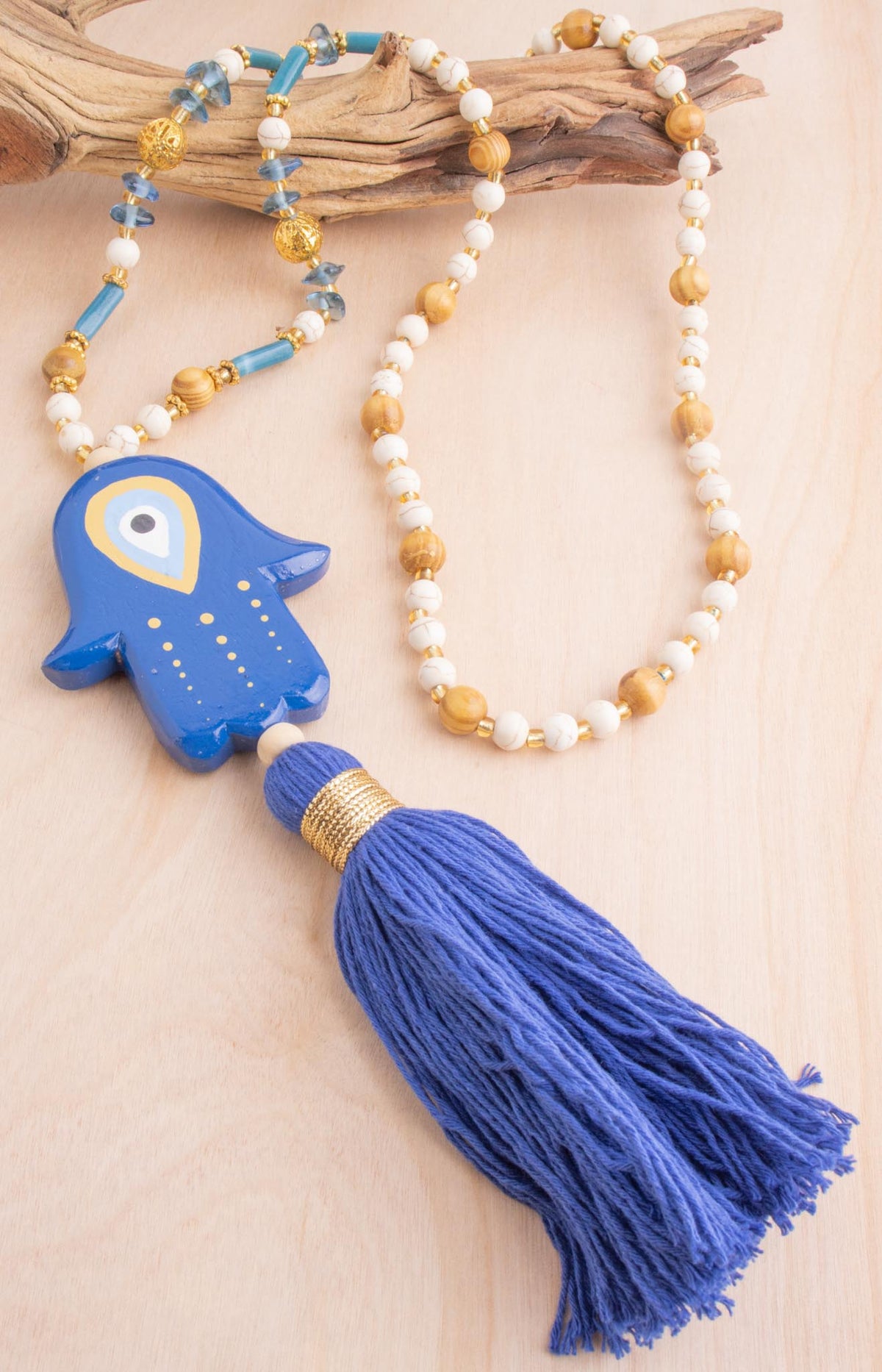 Hand of Fatima Wooden Necklace | Shop Bali Queen