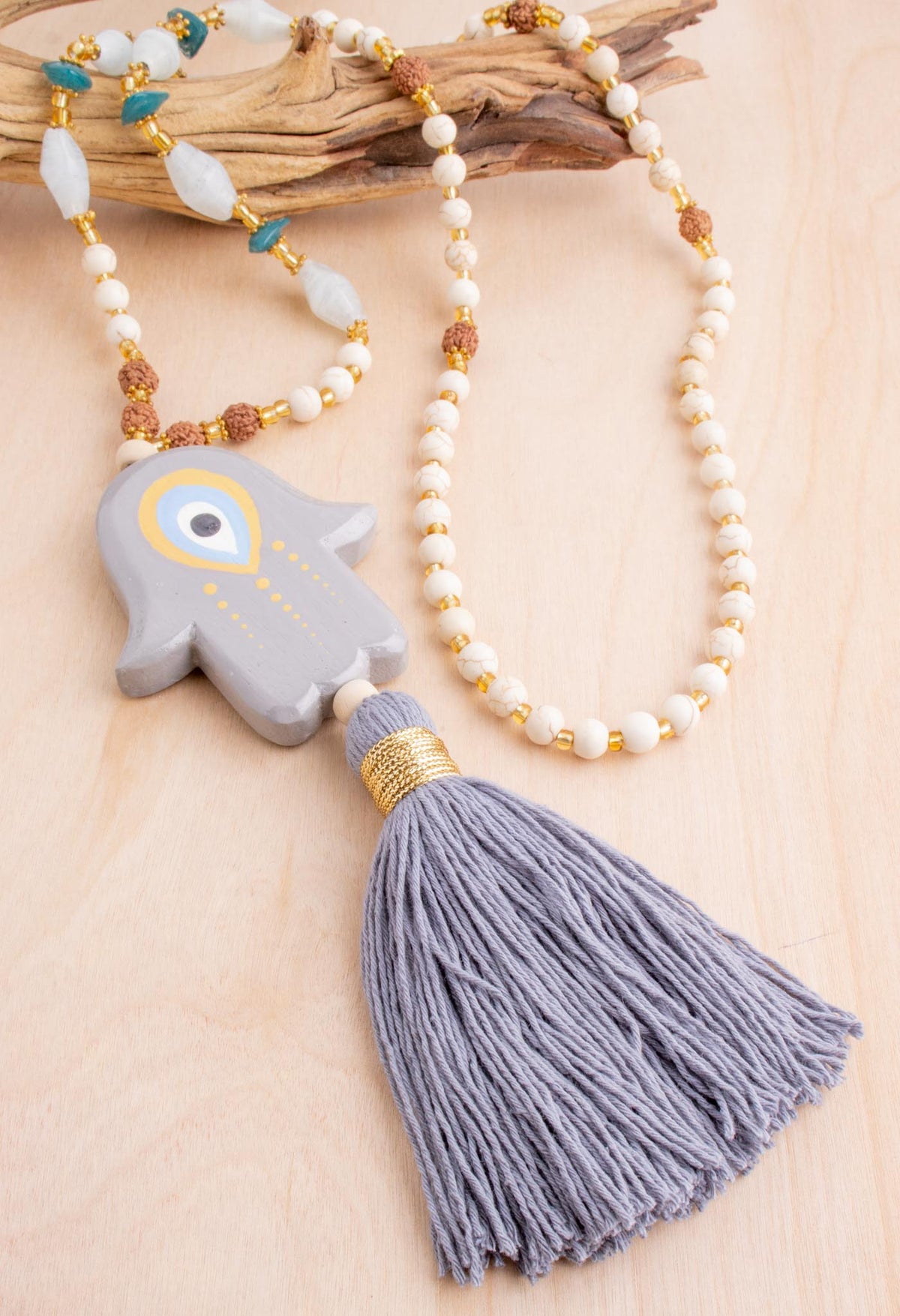 Hand of Fatima Wooden Necklace | Shop Bali Queen