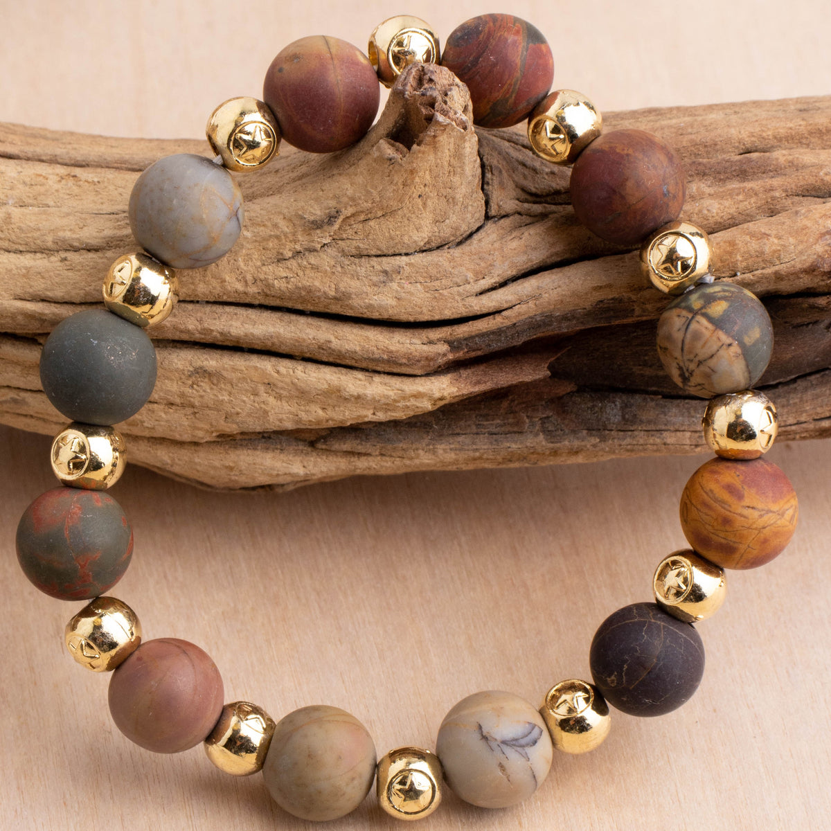 Stackable Stone Gold Bead Stretch Bracelet | Shop Bali Queen