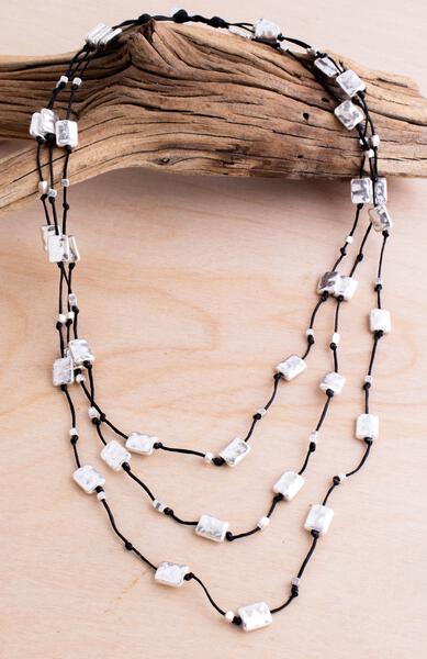 Triple Strand Rectangle Alloy Necklace | Shop Bali Queen